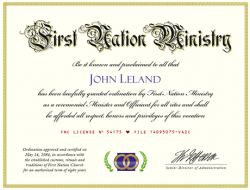 Minister Ordination Credential (Image)